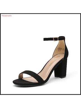 Women's 3in Block Heel Sandals Faux Leather Cushioned Ankle Strap Buckle